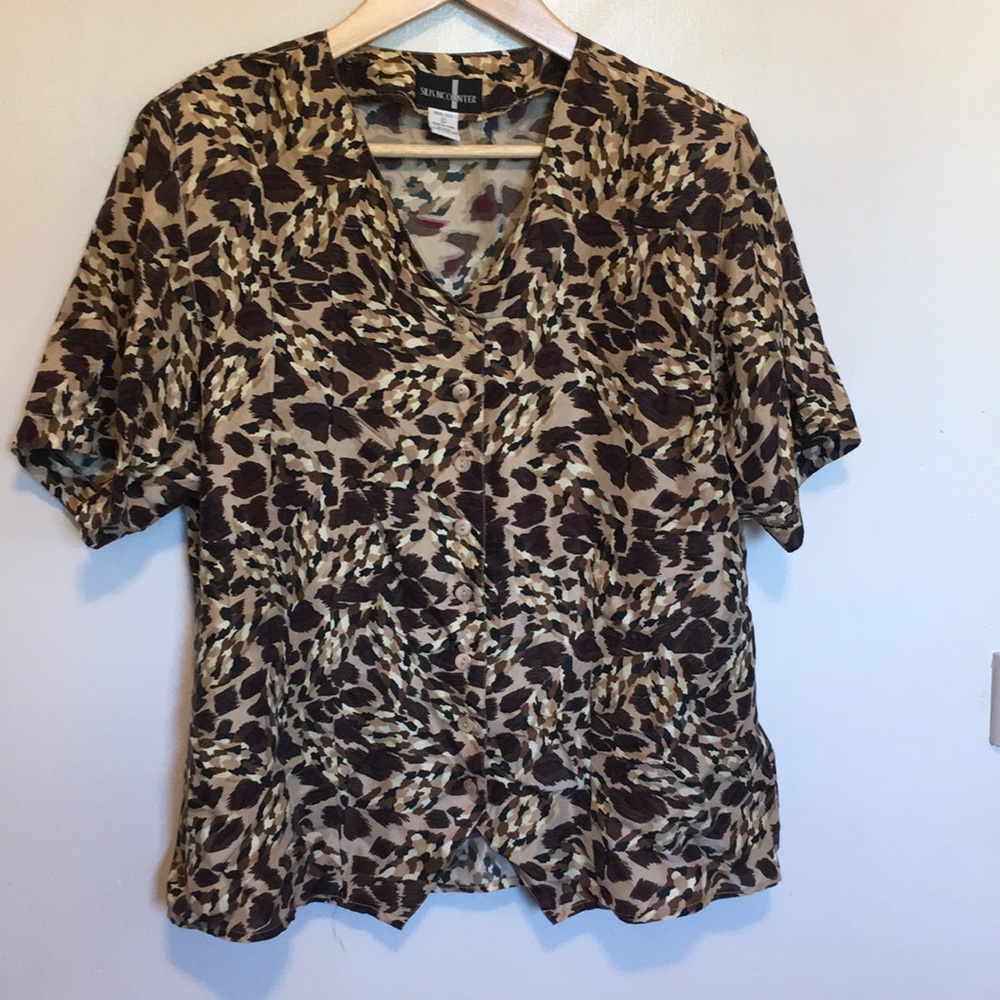 100% silk button-up blouse